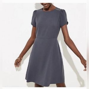 Beautiful deep grey Loft dress. Like New, size 10. Zipper opening. Knee length.